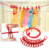 Portable Stretchable Elastic Clothesline with 12 Clips and Steel Rope