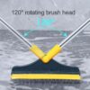 2-in-1 floor scrub brush with long handle and rotating head with built-in squeegee