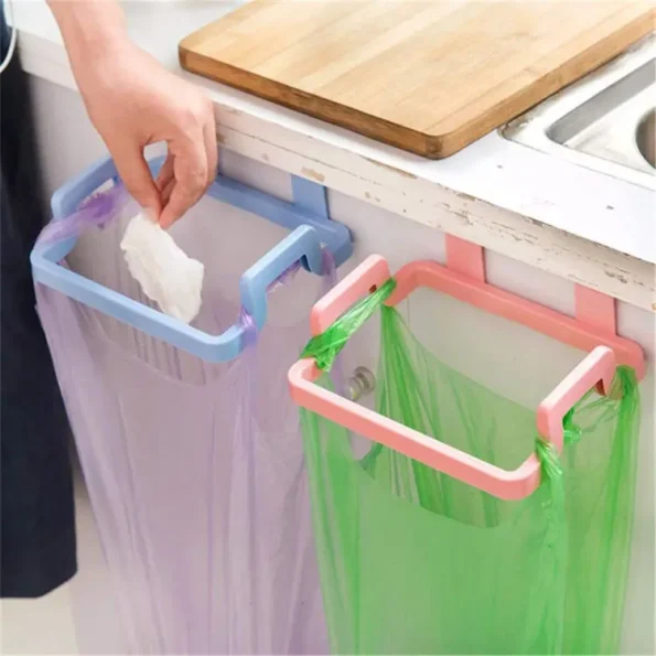 Hanging Kitchen Cabinet Trash Bag Bracket and Towel Holder