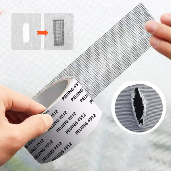 Window screen net repair tape roll for fixing holes and tears on window screens and doors