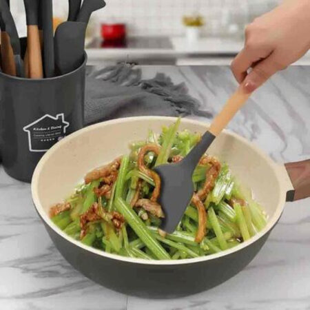 Silicone Spatula Wooden Handle, Silicone Cooking Utensils Cookware for the Kitchen