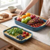 Double layer multi purpose plastic dish drain tray holding drying cups and fruits