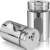 2 Pcs Stainless Steel Spice bottles with Rotating Cover and visible window