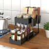 2 Layer Storage Basket Space Saving Organizer rack used for kitchen counter and bathroom organization.