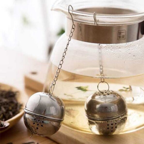 Stainless Steel Tea and Spice Filter Ball Strainer with Chain Hook