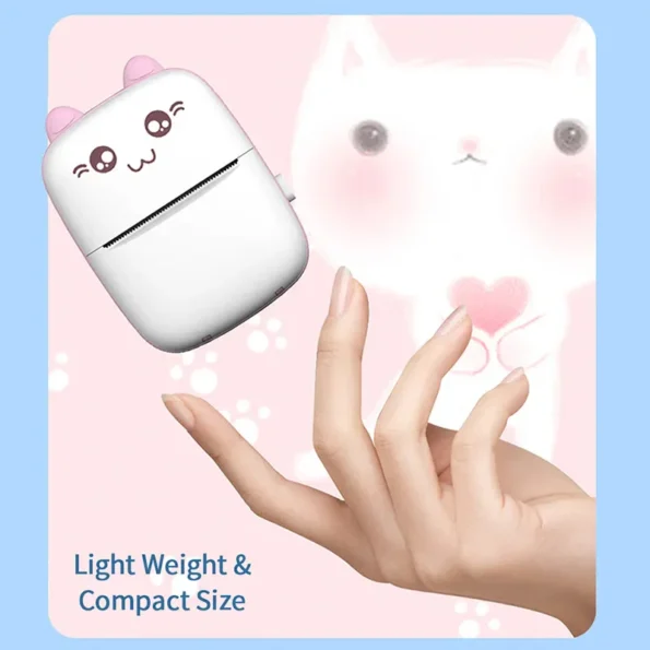 Hand holding a Portable Thermal Mini Photo Printer printing out a small black and white picture
