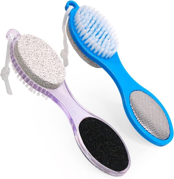 4 in 1 pedicure tool callus remover paddle with pumice stone, brush, file, and emery board