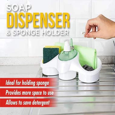 Sponge Holder and Soap Dispenser Sink Organizer