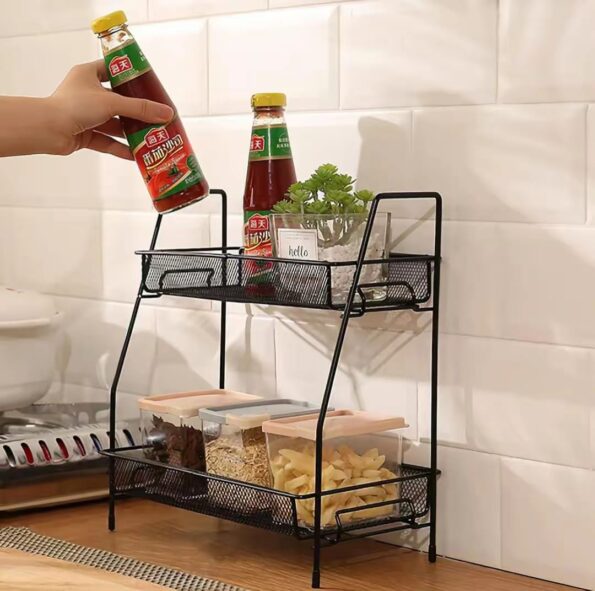 2 Tier Multi Purpose Kitchen Spice Rack and Storage Countertop Stand