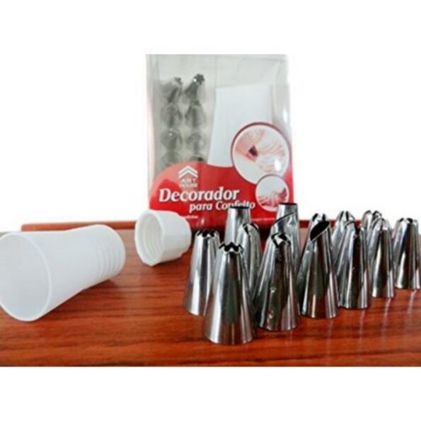 12 Piece Stainless Steel Cake Decorating Nozzles Set with Reusable Icing Bag