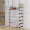 Metal shoe rack with plastic cover 5 6 7 layer shoe organizer