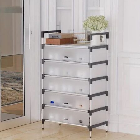 Metal shoe rack with plastic cover 5 6 7 layer shoe organizer