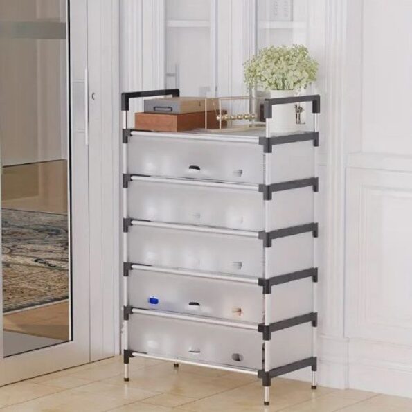 Metal shoe rack with plastic cover 5 6 7 layer shoe organizer