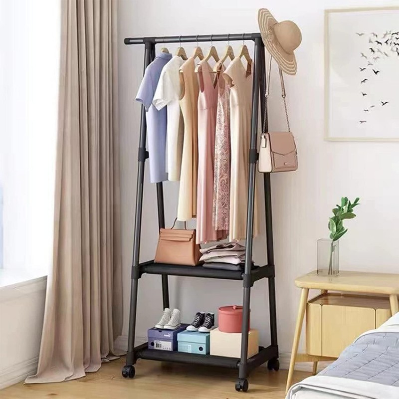 1672847187_Triangle_Coat_Hanger_Rack_ Triangle coat hanger rack and removable clothes floor stand in a bedroom corner