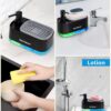 Soap dispenser with sponge holder - black 2-in-1 kitchen sink organizer with yellow sponge"
