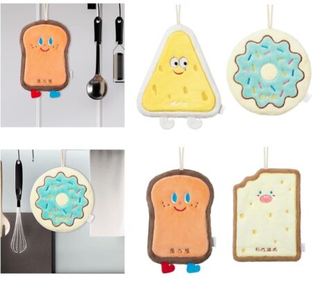 Cute food shape hanging kitchen towel microfiber hand towel set