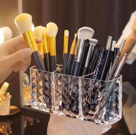 Clear Acrylic 3-Section Table Organizer for Desk and Vanity