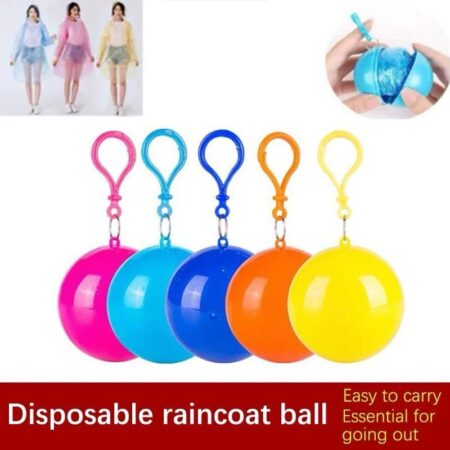 Portable Disposable Raincoat Ball Keychain for emergency rain protection