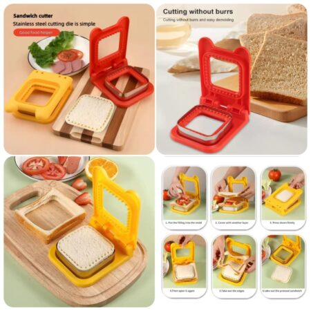 Square Sandwich Cutter and Sealer tool cutting crustless sandwich for kids lunch box