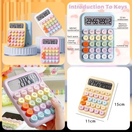 Compact Desktop Colorful Digital Calculator for Office and School desk use