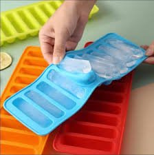 Silicone ice stick tray creating long narrow ice cubes for water bottles