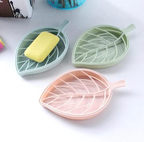 Self-Draining Leaf Soap Dish Pack of 3 with Suction Cup Base