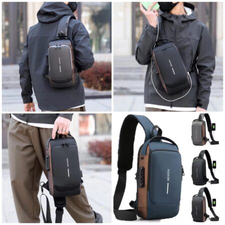 Waterproof Crossbody Sling Bag with USB Charging Port
