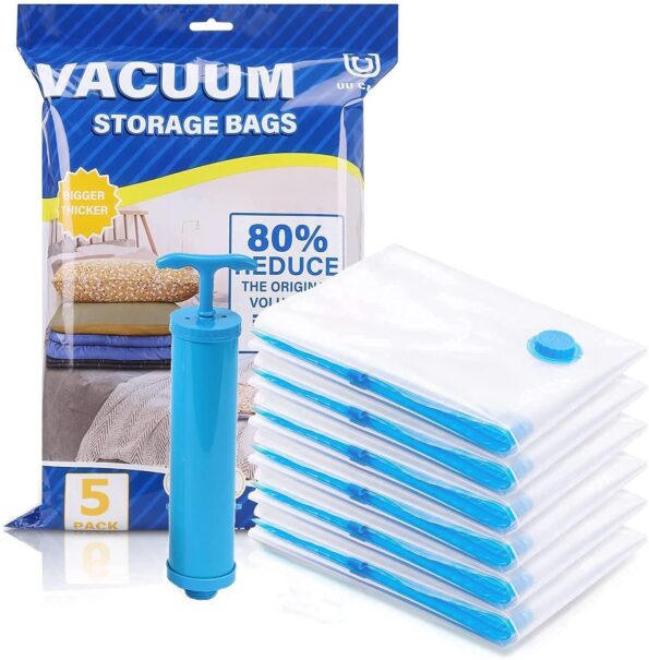 5 Pcs Vacuum Storage Bags with Hand Pump Space Saver Bags