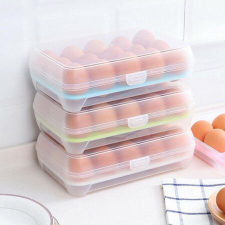 15 Grid Egg Storage Box with Lid for Refrigerator