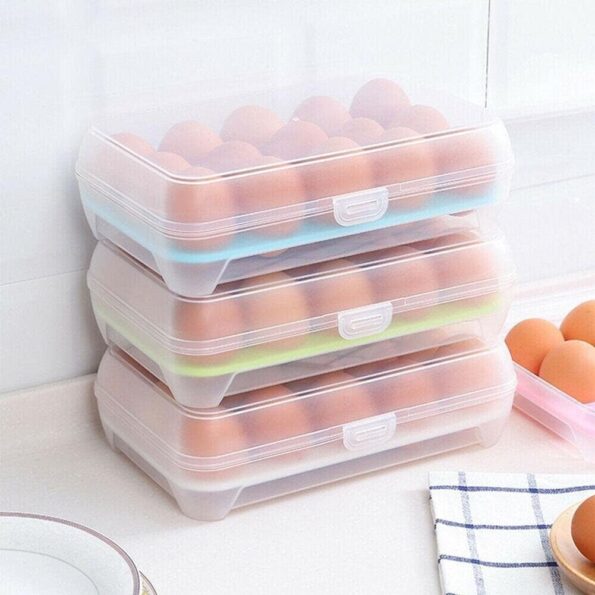 15 Grid Egg Storage Box with Lid for Refrigerator