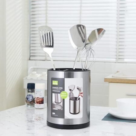 Stainless Steel Countertop Utensil Holder & Spoon Stand Caddy