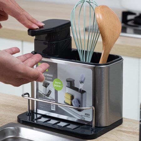 Countertop Utensil Holder & Dish Soap Dispenser Caddy Organizer