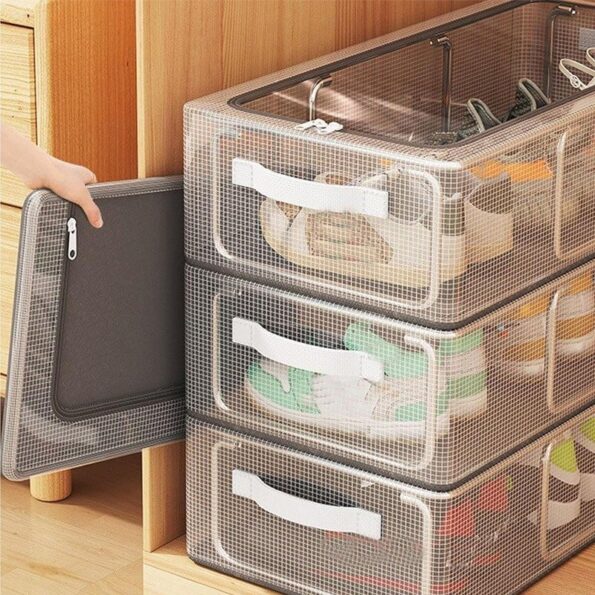 Transparent Stackable Shoe Box Container Clear Storage Organizer