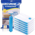5 Pcs Vacuum Storage Bags with Hand Pump – Reusable Space Saver Bags