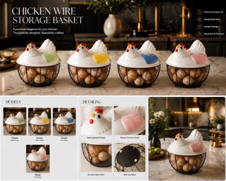 Hen Wire Egg Storage Basket Kitchen Organizer