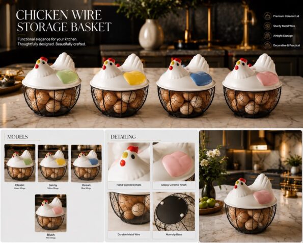 Hen Wire Egg Storage Basket Kitchen Organizer