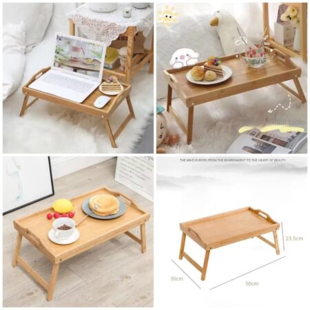 2 in 1 Bamboo Foldable Table and Tray Laptop Desk
