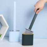 Silicone Toilet Brush with Holder Set Bathroom Cleaner