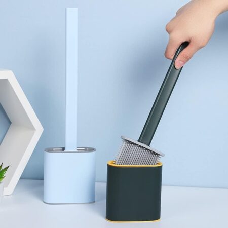 Silicone Toilet Brush with Holder Set Bathroom Cleaner