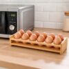 Wooden Egg Storage Holder 2 Tier Countertop Organizer Tray