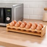 Wooden Egg Storage Holder 2 Tier Countertop Organizer Tray
