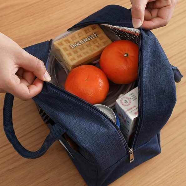 Insulated Canvas Lunch Bag Thermal Picnic Tote Bag