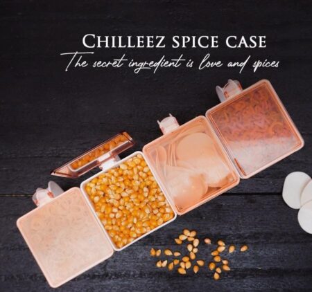 4 Section Clear Spice Case Seasoning Organizer with Spoons